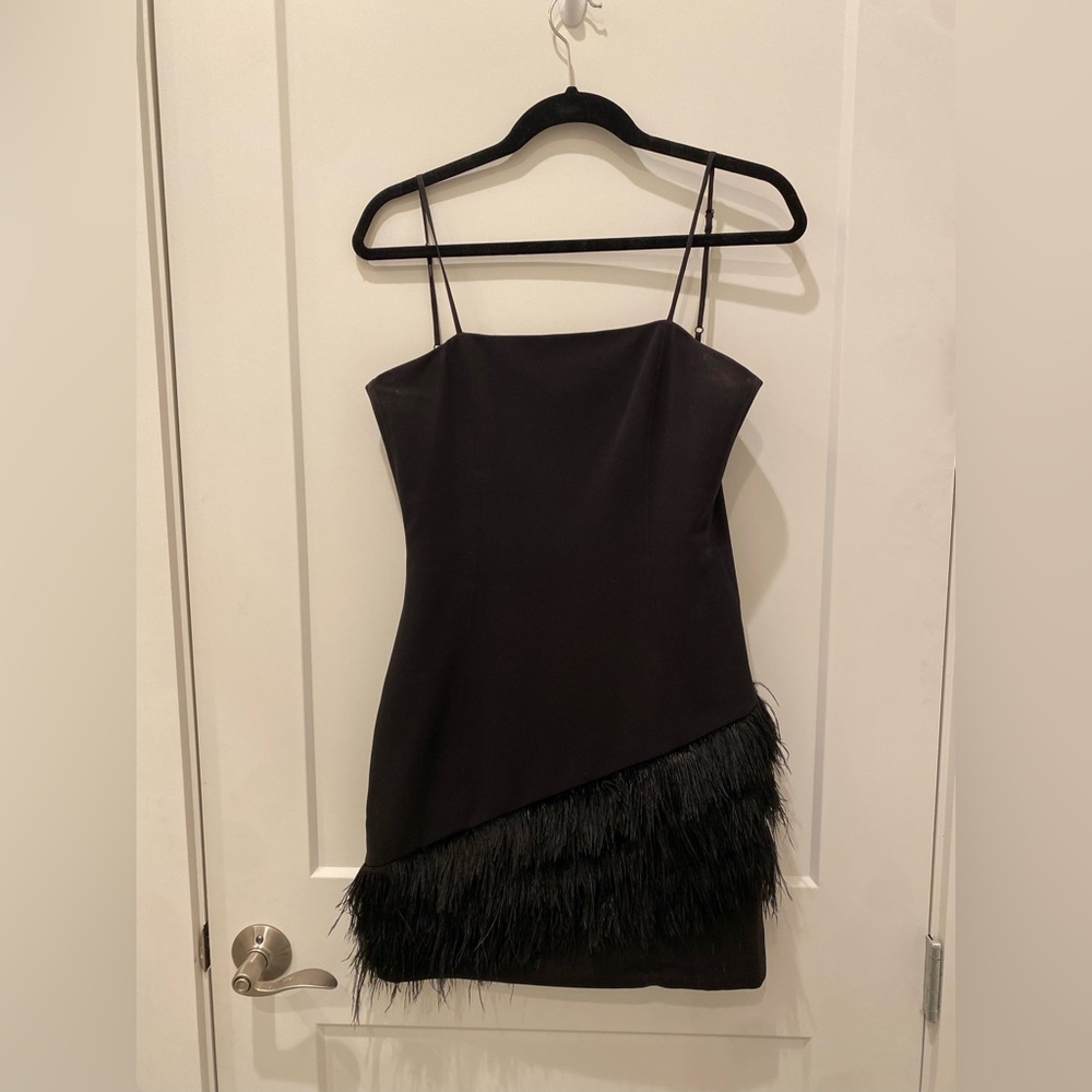 Parker black feather dress size 2